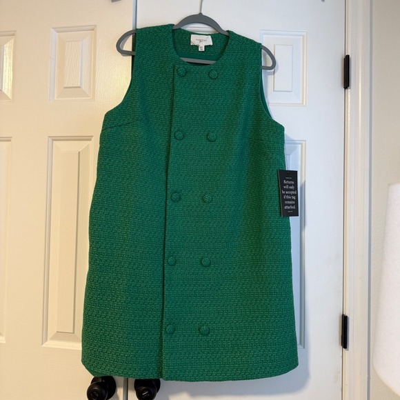 NWT Tuckernuck Pomander Place Emerald Green Tweed Bianca Dress a Line Classy XXL - Picture 2 of 15
